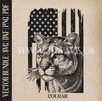 Thumbnail for Cougar on American Flag background | Vector Art: LaserCut Files for Cricut, Glowforge SVG | Digital Products