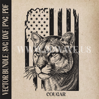 Thumbnail for Cougar on American Flag background | Vector Art: LaserCut Files for Cricut, Glowforge SVG | Digital Products