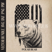 Thumbnail for Polar Bear on american flag background | Vector Art: LaserCut Files for Cricut, Glowforge SVG | Digital Products