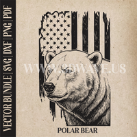 Thumbnail for Polar Bear on american flag background | Vector Art: LaserCut Files for Cricut, Glowforge SVG | Digital Products