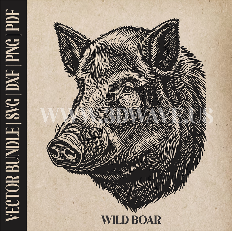 Wild boar  | Vector Art: LaserCut Files for Cricut, Glowforge SVG | Digital Products