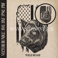 Thumbnail for Wild boar on American Flag Background | Vector Art: LaserCut Files for Cricut, Glowforge SVG | Digital Products