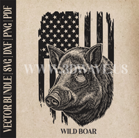 Thumbnail for Wild boar on American Flag Background | Vector Art: LaserCut Files for Cricut, Glowforge SVG | Digital Products