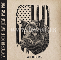 Thumbnail for Wild boar on American Flag Background | Vector Art: LaserCut Files for Cricut, Glowforge SVG | Digital Products