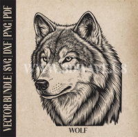Thumbnail for Wolf | Vector Art: LaserCut Files for Cricut, Glowforge SVG | Digital Products