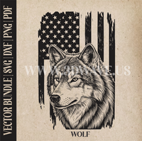 Thumbnail for Wolf on American Flag background| Vector Art: LaserCut Files for Cricut, Glowforge SVG | Digital Products