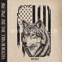 Thumbnail for Wolf on American Flag background| Vector Art: LaserCut Files for Cricut, Glowforge SVG | Digital Products