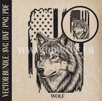 Thumbnail for Wolf on American Flag background| Vector Art: LaserCut Files for Cricut, Glowforge SVG | Digital Products