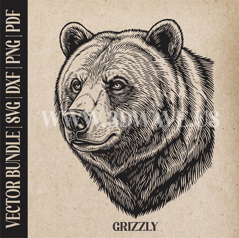 Grizzly bear | Vector Art: LaserCut Files for Cricut, Glowforge SVG | Digital Products