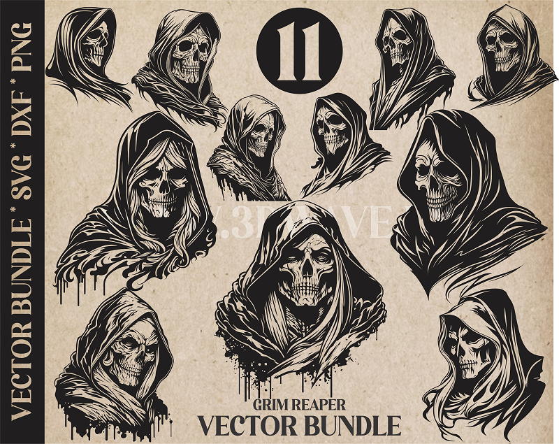 Grim Reaper Laser Files Bundle | Vector Art | Peeking Puppy Illustration (Digital Download)