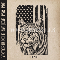 Thumbnail for Lynx on American Flag Background | Vector Art: LaserCut Files for Cricut, Glowforge SVG | Digital Products