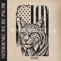 Thumbnail for Lynx on American Flag Background | Vector Art: LaserCut Files for Cricut, Glowforge SVG | Digital Products