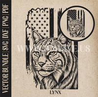 Thumbnail for Lynx on American Flag Background | Vector Art: LaserCut Files for Cricut, Glowforge SVG | Digital Products