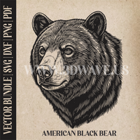 Thumbnail for American Black Bear | Vector Art: LaserCut Files for Cricut, Glowforge SVG | Digital Products