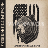Thumbnail for American Black Bear on American Flag Background | Vector Art: LaserCut Files for Cricut, Glowforge SVG | Digital Products