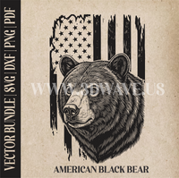 Thumbnail for American Black Bear on American Flag Background | Vector Art: LaserCut Files for Cricut, Glowforge SVG | Digital Products