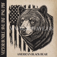 Thumbnail for American Black Bear on American Flag Background | Vector Art: LaserCut Files for Cricut, Glowforge SVG | Digital Products