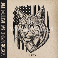 Thumbnail for Lynx on American Flag Background | Vector Art: LaserCut Files for Cricut, Glowforge SVG | Digital Products