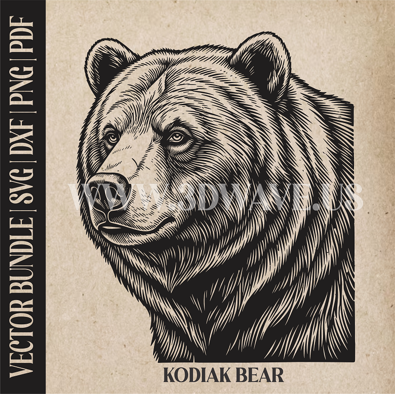 Kodiak Bear | Vector Art: LaserCut Files for Cricut, Glowforge SVG | Digital Products)