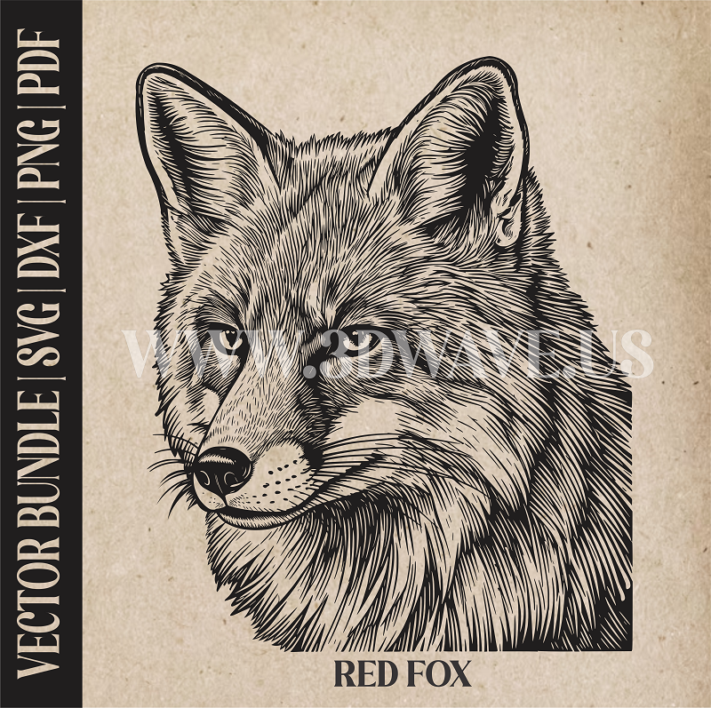 Red Fox | Vector Art: LaserCut Files for Cricut, Glowforge SVG | Digital Products)