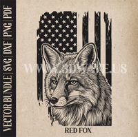 Thumbnail for Red Fox on American Flag Background | Vector Art: LaserCut Files for Cricut, Glowforge SVG | Digital Products)