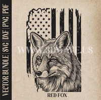 Thumbnail for Red Fox on American Flag Background | Vector Art: LaserCut Files for Cricut, Glowforge SVG | Digital Products)