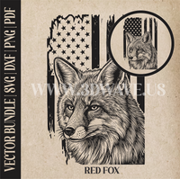 Thumbnail for Red Fox on American Flag Background | Vector Art: LaserCut Files for Cricut, Glowforge SVG | Digital Products)