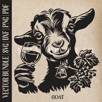 Thumbnail for A goat, drinking wine | Vector Art: LaserCut Files for Cricut, Glowforge SVG | Digital Products)