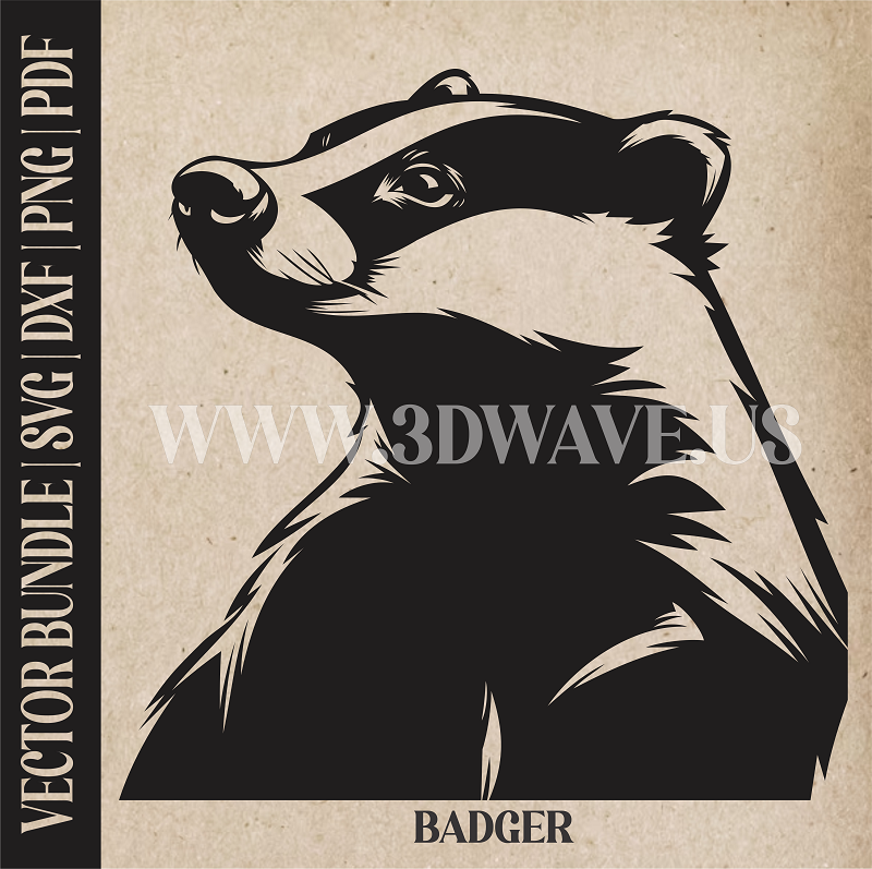 Badger | Vector Art: LaserCut Files for Cricut, Glowforge SVG | Digital Products)