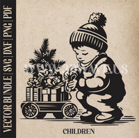 Thumbnail for A boy, playing in the snow | Vector Art: LaserCut Files for Cricut, Glowforge SVG | Digital Products)