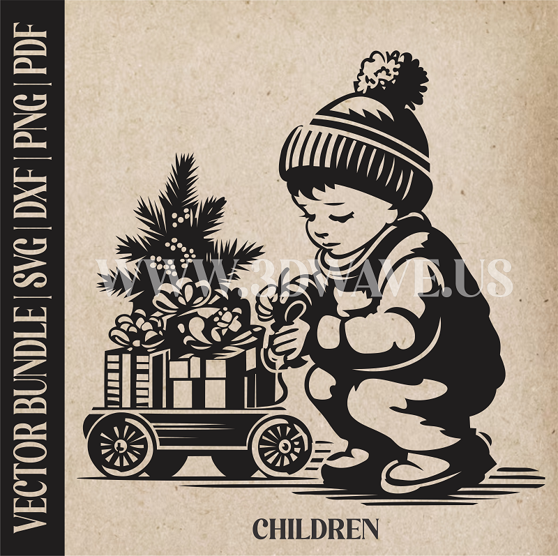 A boy, playing in the snow | Vector Art: LaserCut Files for Cricut, Glowforge SVG | Digital Products)