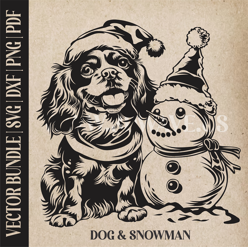 A dog and a snowman | Vector Art: LaserCut Files for Cricut, Glowforge SVG | Digital Products