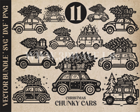 Thumbnail for Christmas Chunky Cars Bundle SVG Cut File | Cricut, Laser, Printable (Digital Download)