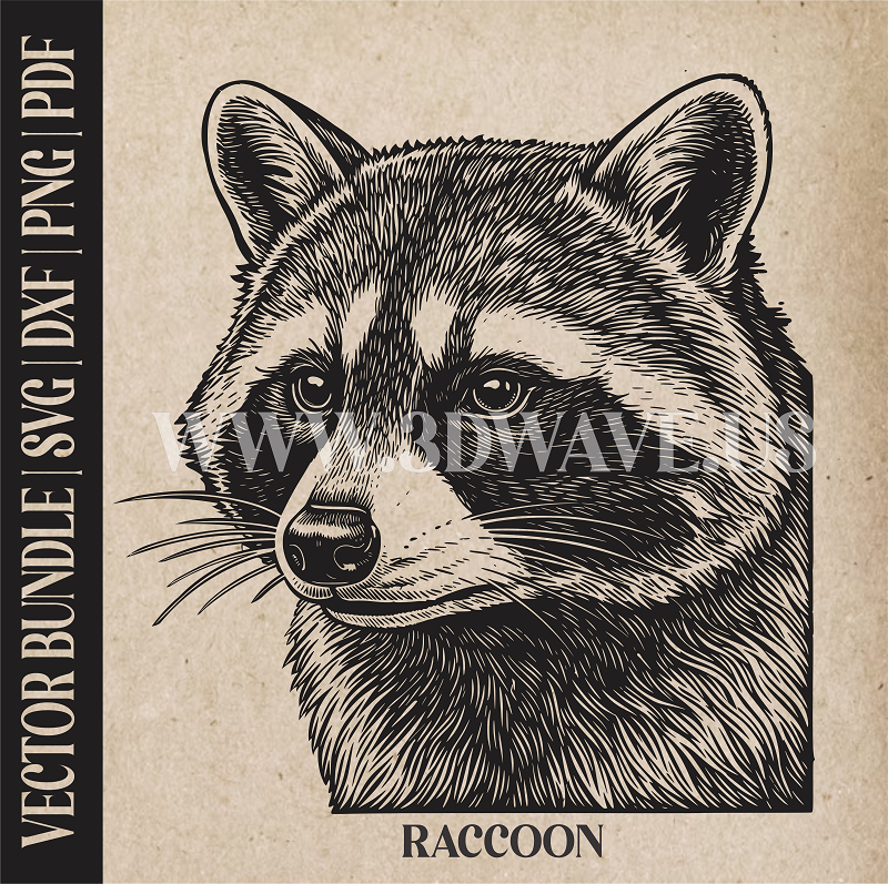 Raccoon | Vector Art: LaserCut Files for Cricut, Glowforge SVG | Digital Products