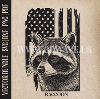Thumbnail for Raccoon on American Flag Background | Vector Art: LaserCut Files for Cricut, Glowforge SVG | Digital Products