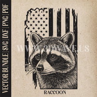 Thumbnail for Raccoon on American Flag Background | Vector Art: LaserCut Files for Cricut, Glowforge SVG | Digital Products