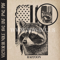 Thumbnail for Raccoon on American Flag Background | Vector Art: LaserCut Files for Cricut, Glowforge SVG | Digital Products