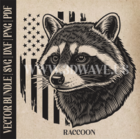 Thumbnail for Raccoon on American Flag Background | Vector Art: LaserCut Files for Cricut, Glowforge SVG | Digital Products