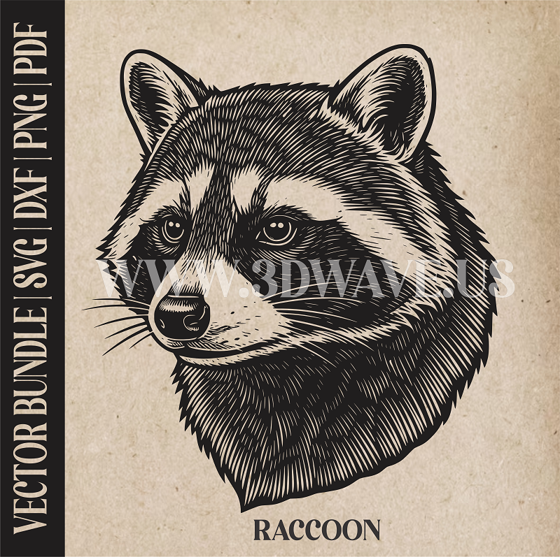 Raccoon | Vector Art: LaserCut Files for Cricut, Glowforge SVG | Digital Products