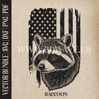 Thumbnail for Raccoon on American Flag Background | Vector Art: LaserCut Files for Cricut, Glowforge SVG | Digital Products