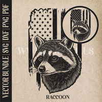 Thumbnail for Raccoon on American Flag Background | Vector Art: LaserCut Files for Cricut, Glowforge SVG | Digital Products