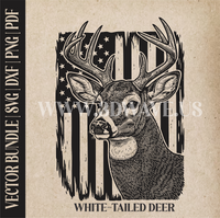 Thumbnail for White-tailed Deer  on American Flag | Vector Art: LaserCut Files for Cricut, Glowforge SVG | Digital Products