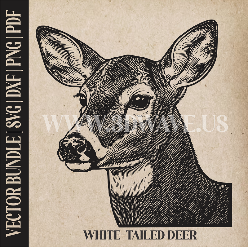 White-tailed Deer | Vector Art: LaserCut Files for Cricut, Glowforge SVG | Digital Products