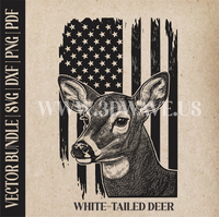 Thumbnail for White-tailed Deer  on American Flag | Vector Art: LaserCut Files for Cricut, Glowforge SVG | Digital Products