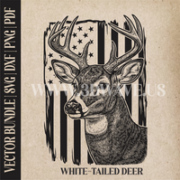 Thumbnail for White-tailed Deer  on American Flag | Vector Art: LaserCut Files for Cricut, Glowforge SVG | Digital Products