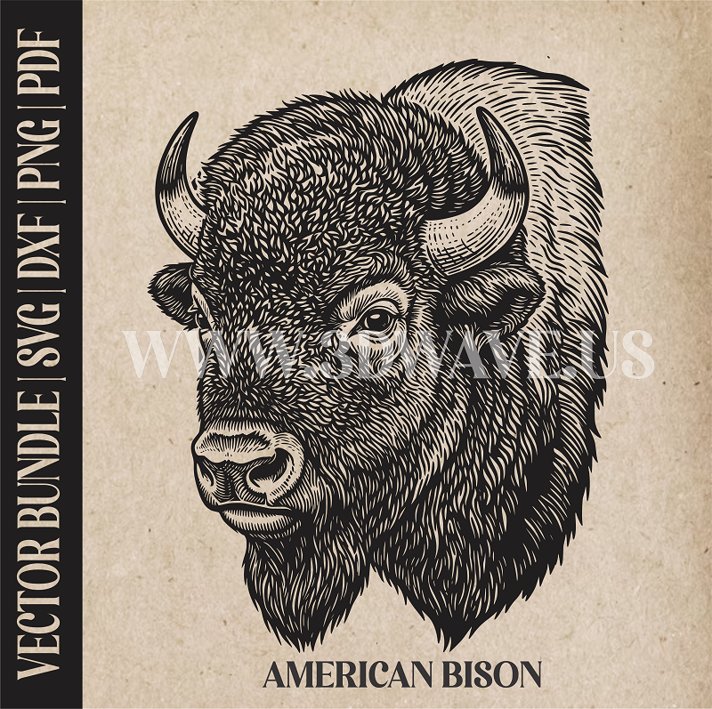 Bison head  | Vector Art: LaserCut Files for Cricut, Glowforge SVG | Digital Products