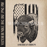 Thumbnail for Bison on american flag background  | Vector Art: LaserCut Files for Cricut, Glowforge SVG | Digital Products