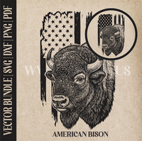 Thumbnail for Bison on american flag background  | Vector Art: LaserCut Files for Cricut, Glowforge SVG | Digital Products
