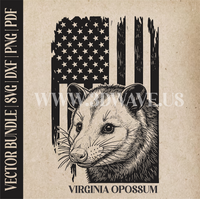 Thumbnail for Opossum on American Flag Background | Vector Art: LaserCut Files for Cricut, Glowforge SVG | Digital Products
