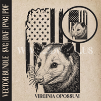 Thumbnail for Opossum on American Flag Background | Vector Art: LaserCut Files for Cricut, Glowforge SVG | Digital Products